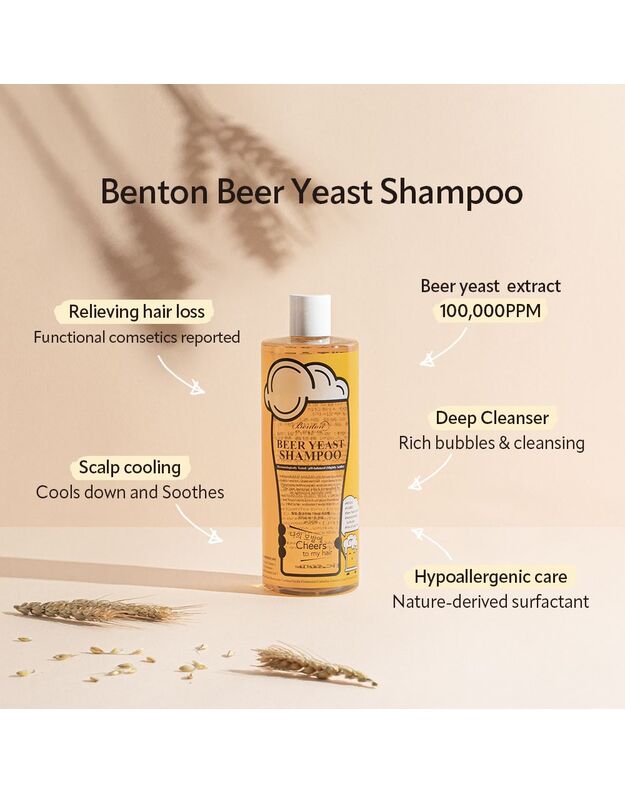 Benton Beer Yeast Shampoo galvos odą stimuliuojantis šampūnas