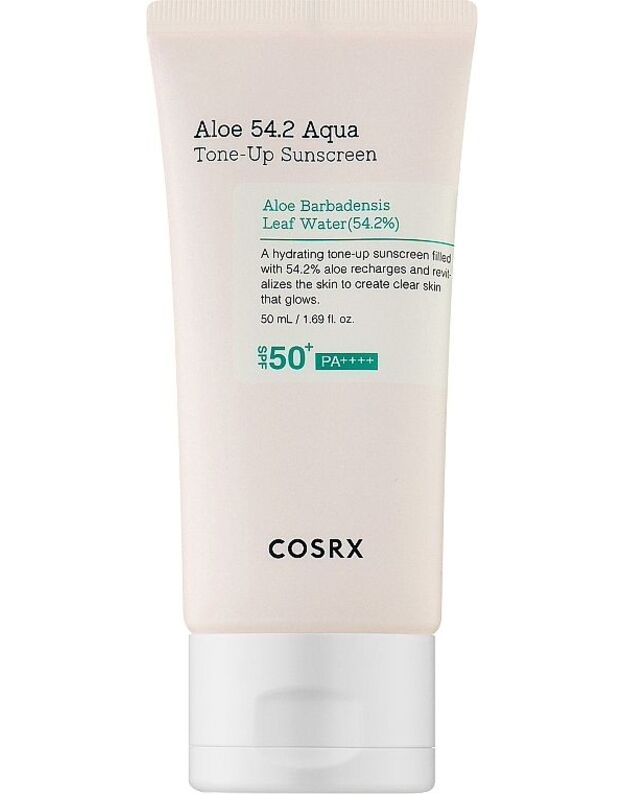 cosrx Aloe 54.2 Aqua Tone-Up Sunscreen SPF 50 tonuojanti apsauga nuo saulės