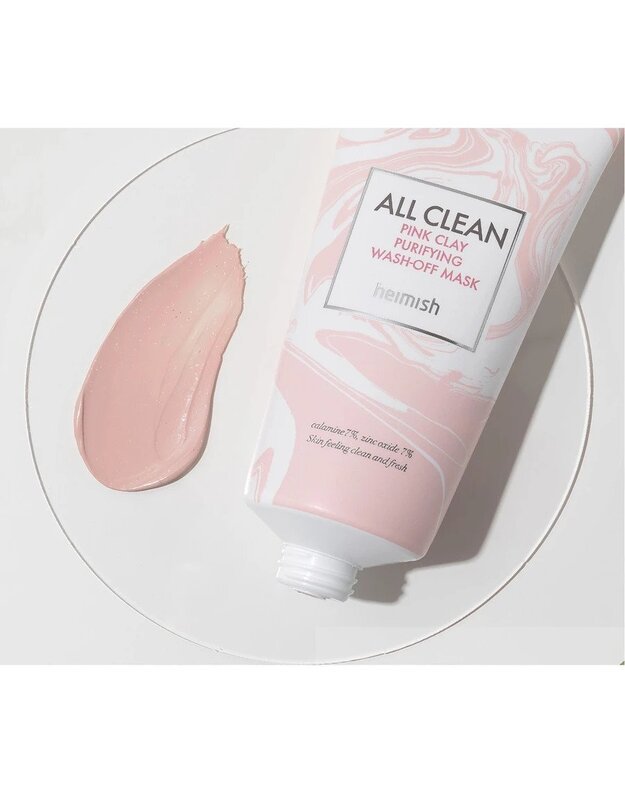 heimish All Clean Pink Clay Purifying Wash Off Mask valomoji rožinio molio veido kaukė