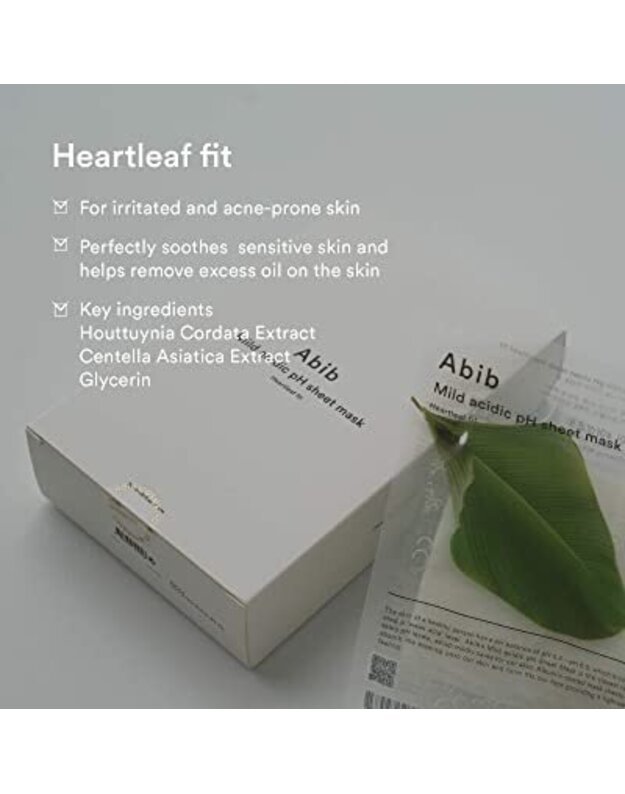 Abib Mild Acidic pH Sheet Mask Heartleaf Fit veido kaukė