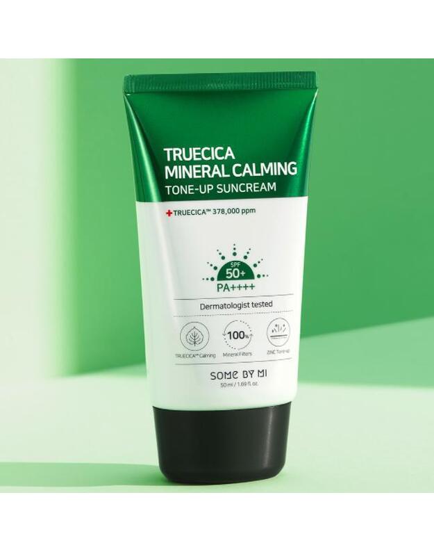 SOME BY MI Truecica Mineral Calming Tone-Up Sunscreen SPF 50 apsauga nuo saulės